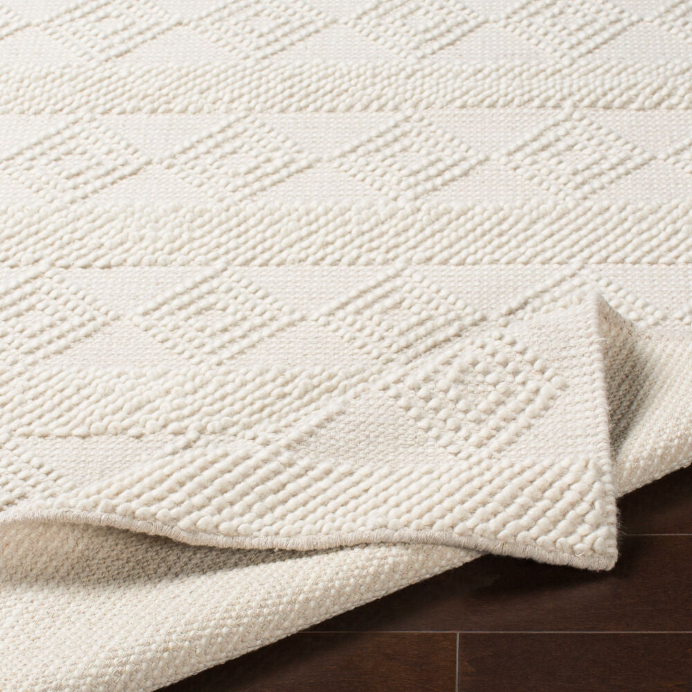 Hygge White Handmade Rug - fold