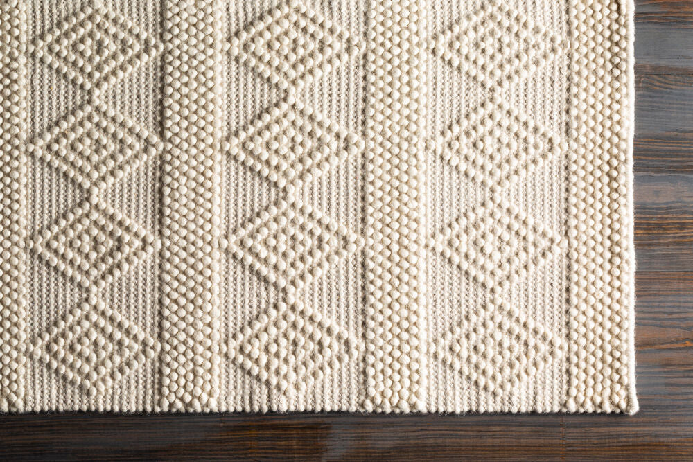 Hygge White Handmade Rug - overhead