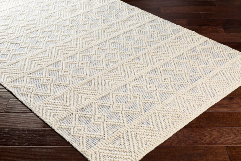 Hygge Blue/White Handmade Rug - corner