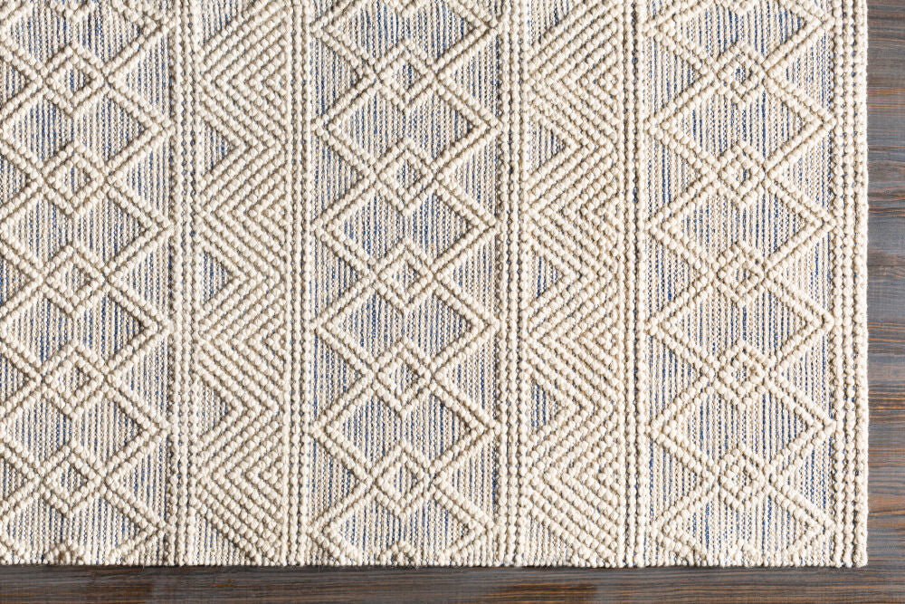 Hygge Blue/White Handmade Rug - overhead