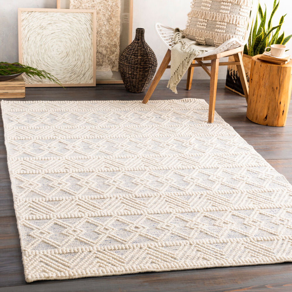 Hygge Blue/White Handmade Rug - roomscene