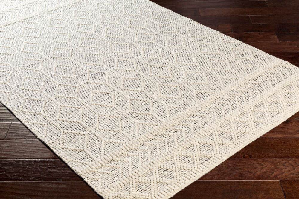 Hygge Black/White Handmade Rug - corner