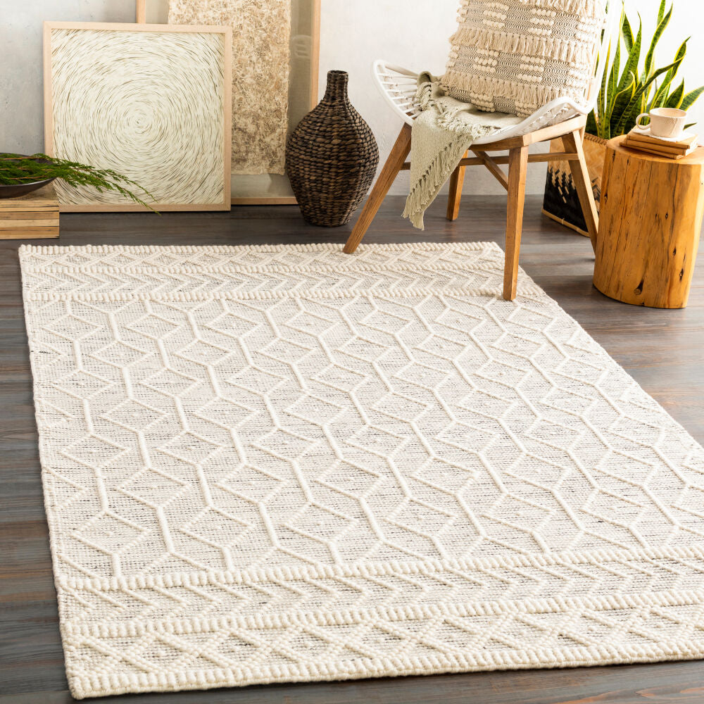 Hygge Black/White Handmade Rug - roomscene