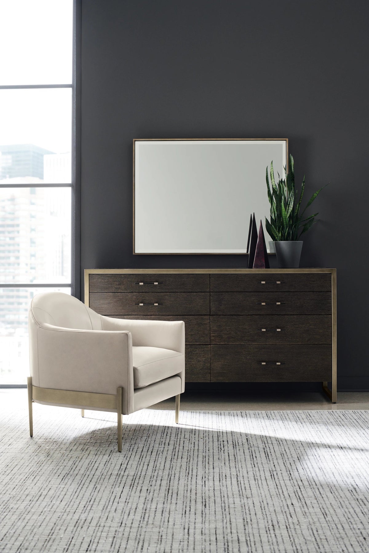 Remix Rectangle Mirror Bronze Gold Metal 33" by Caracole - view 2