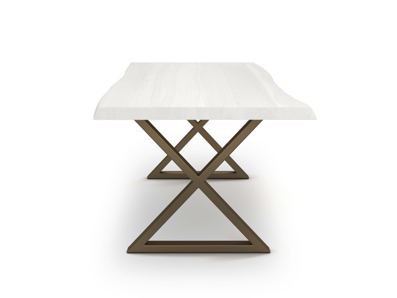 Brooks - Dining Table - X Base - 40" x 92" - White Wash Top - Brass Base