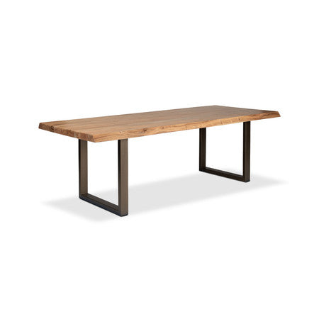 Brooks Dining Table U Base 40" x 92" Teak Top - Brass Base