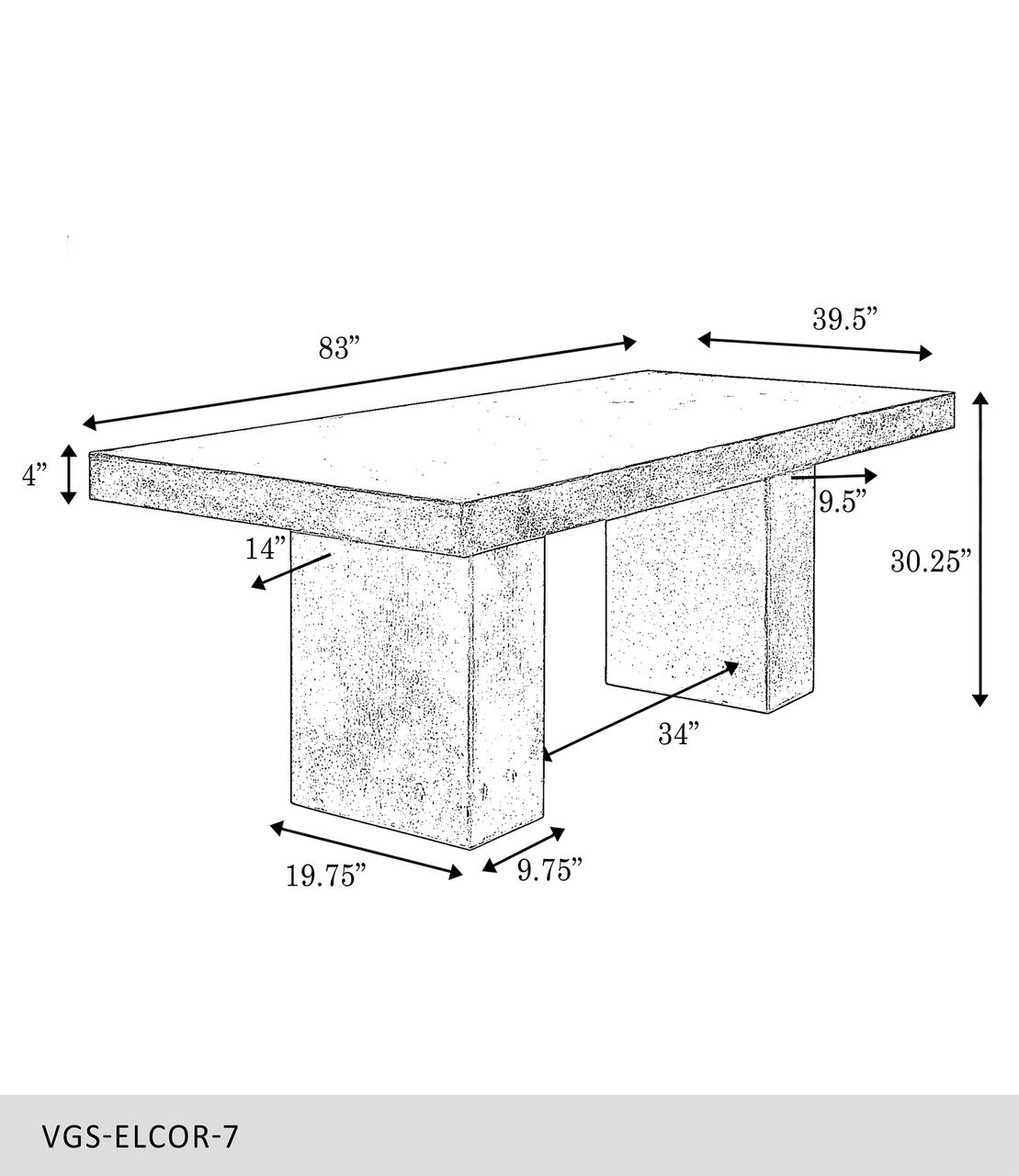 Mixx - Elcor Dining Table - 39.25" x 82.75" - Dark Grey