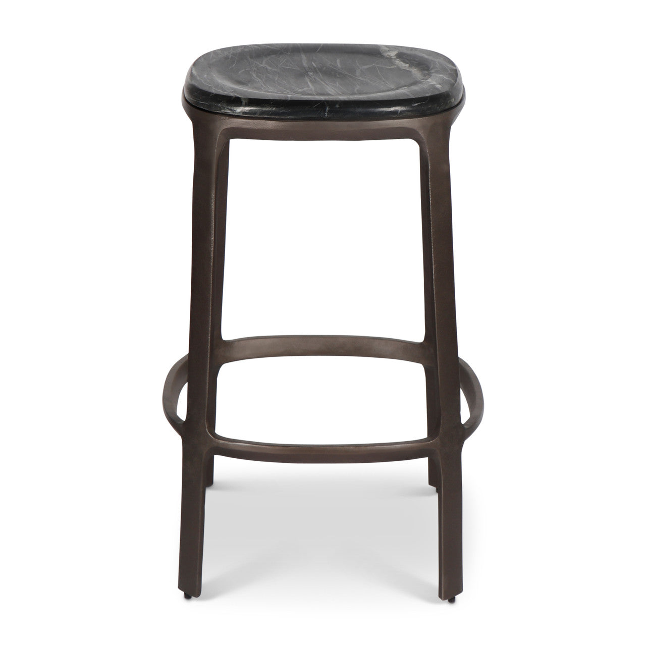 Marbelle - Alfie Marble Counter Stool - Fantasy Black/Bronze Finish