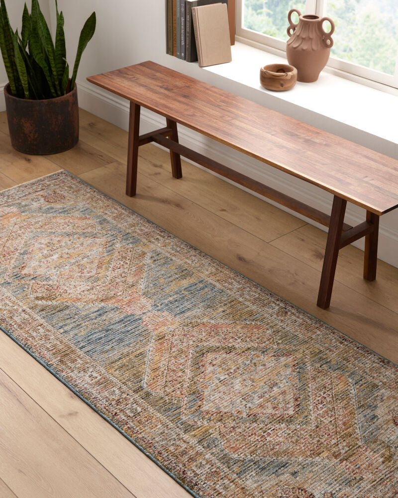 Naila Dark Blue/Tan Machine Woven Rug IAL-2302 - roomscene