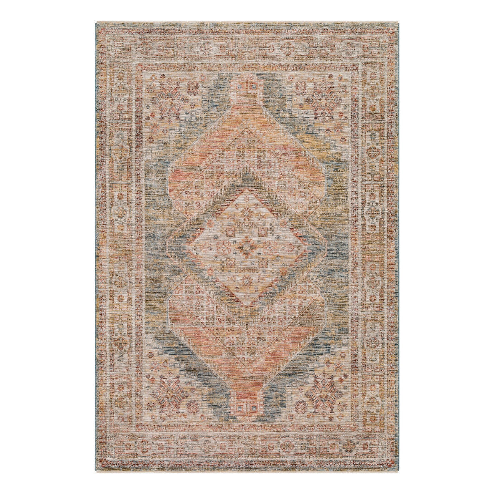 Naila Dark Blue/Tan Machine Woven Rug IAL-2302 - 2'7" x 10'
