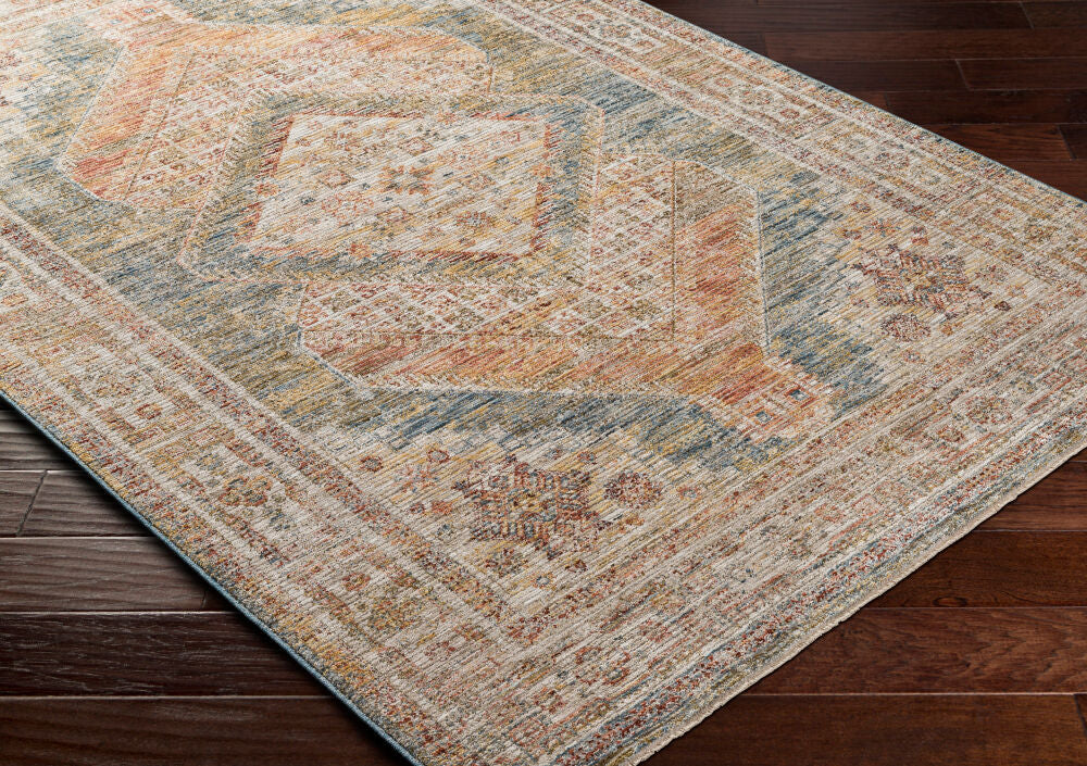 Naila Dark Blue/Tan Machine Woven Rug IAL-2302 - corner
