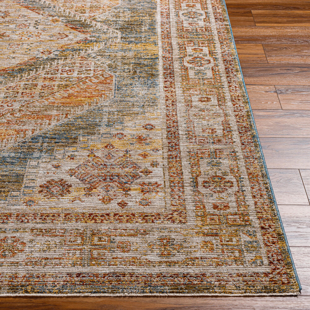 Naila Dark Blue/Tan Machine Woven Rug IAL-2302 - front
