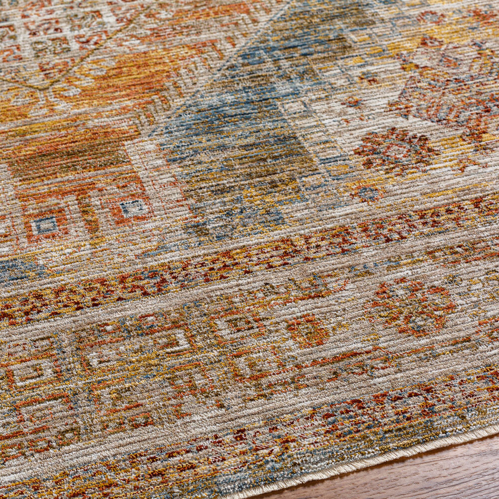 Naila Dark Blue/Tan Machine Woven Rug IAL-2302 - texture