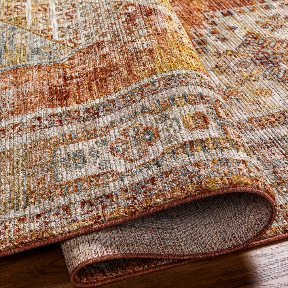 Naila Burgandy/Tan Machine Woven Rug IAL-2304 - fold