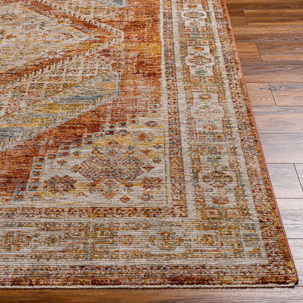 Naila Burgandy/Tan Machine Woven Rug IAL-2304 - front