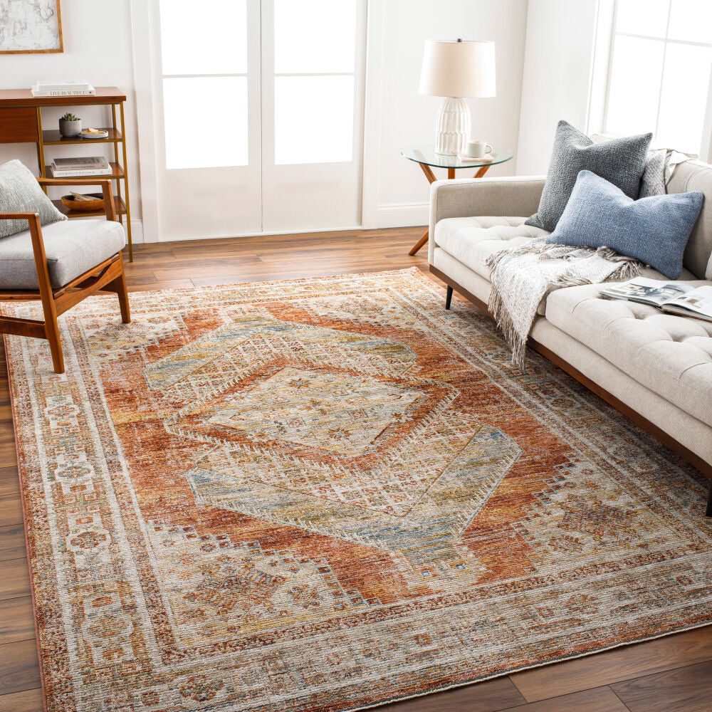 Naila Burgandy/Tan Machine Woven Rug IAL-2304 - roomscene