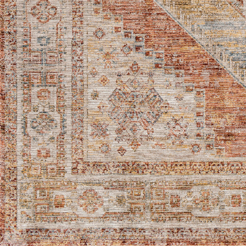 Naila Burgandy/Tan Machine Woven Rug IAL-2304 - swatch