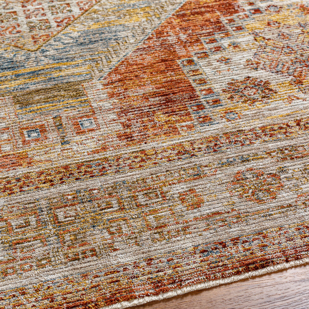 Naila Burgandy/Tan Machine Woven Rug IAL-2304 - texture
