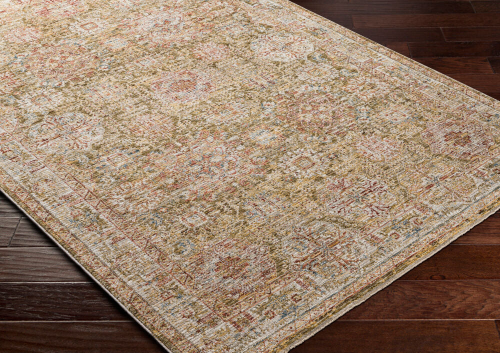 Naila Light Sage/Tan Machine Woven Rug - corner