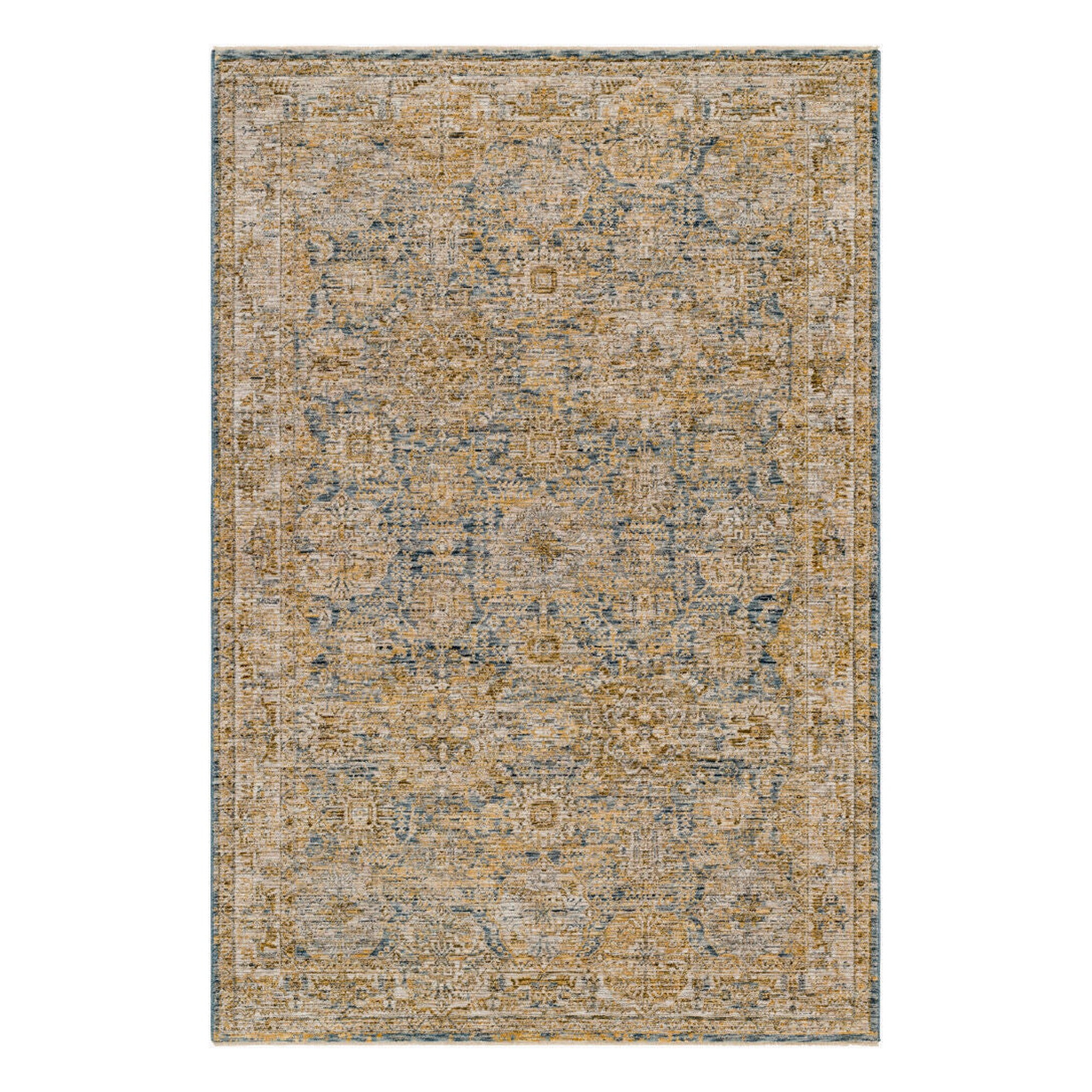 Naila Dark Blue/Tan Machine Woven Rug IAL-2307 - 2'7" x 10'