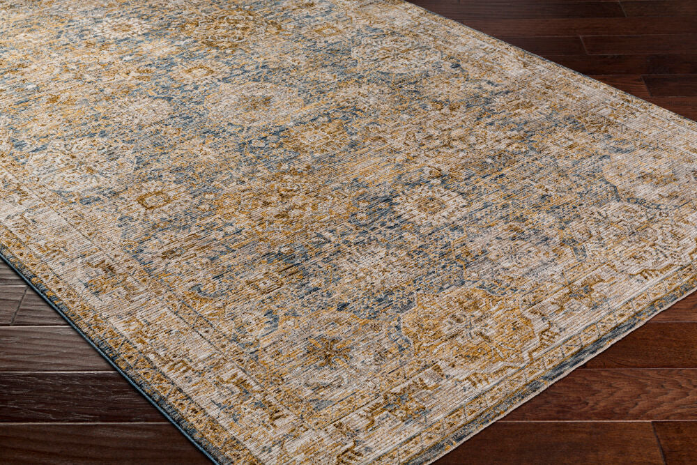Naila Dark Blue/Tan Machine Woven Rug IAL-2307 - corner