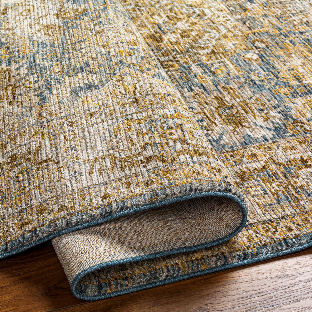 Naila Dark Blue/Tan Machine Woven Rug IAL-2307 - fold