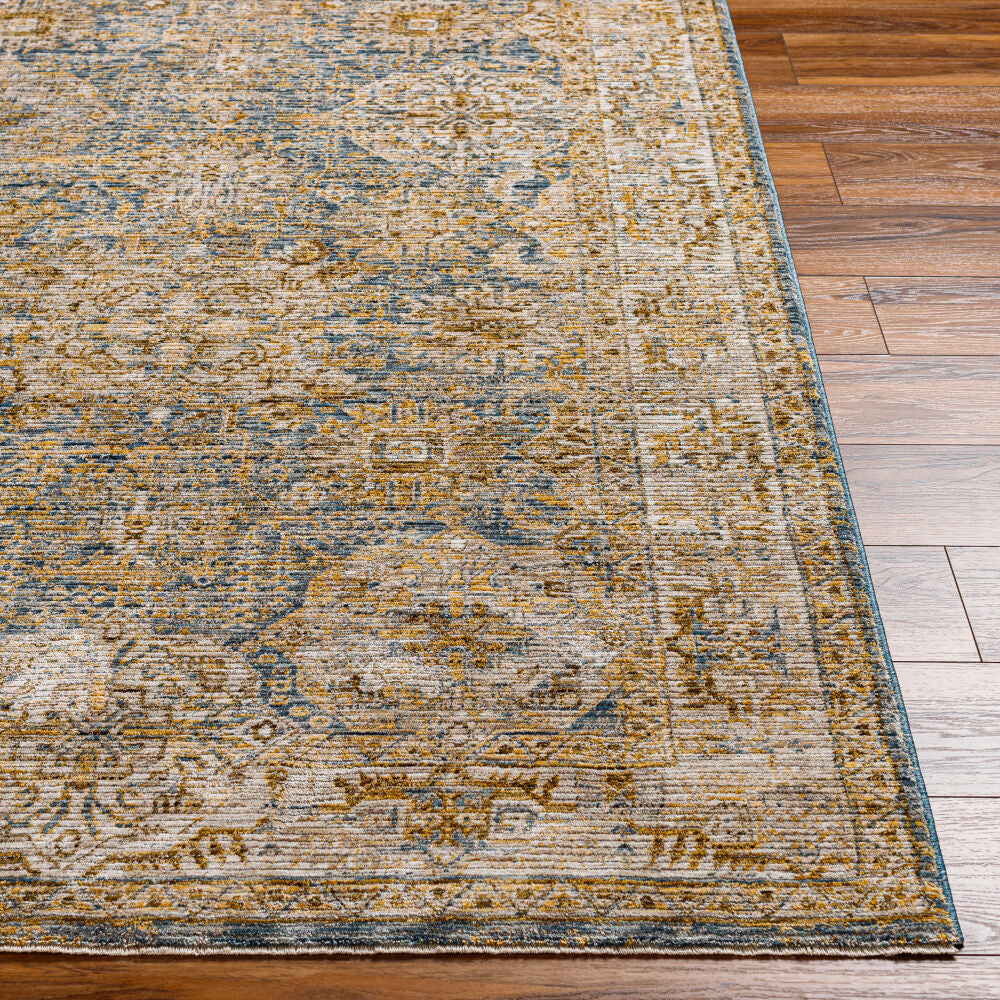 Naila Dark Blue/Tan Machine Woven Rug IAL-2307 - front