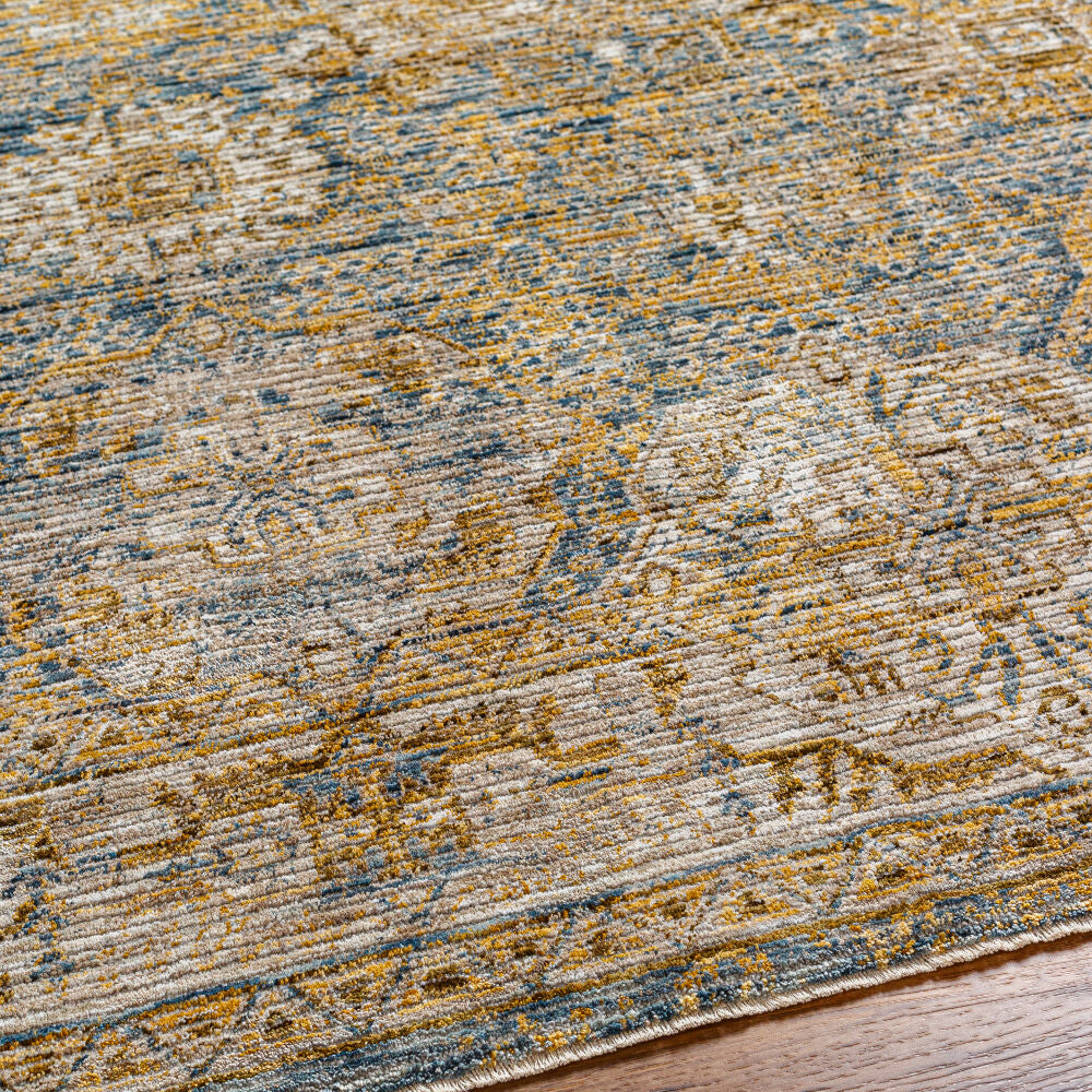 Naila Dark Blue/Tan Machine Woven Rug IAL-2307 - texture