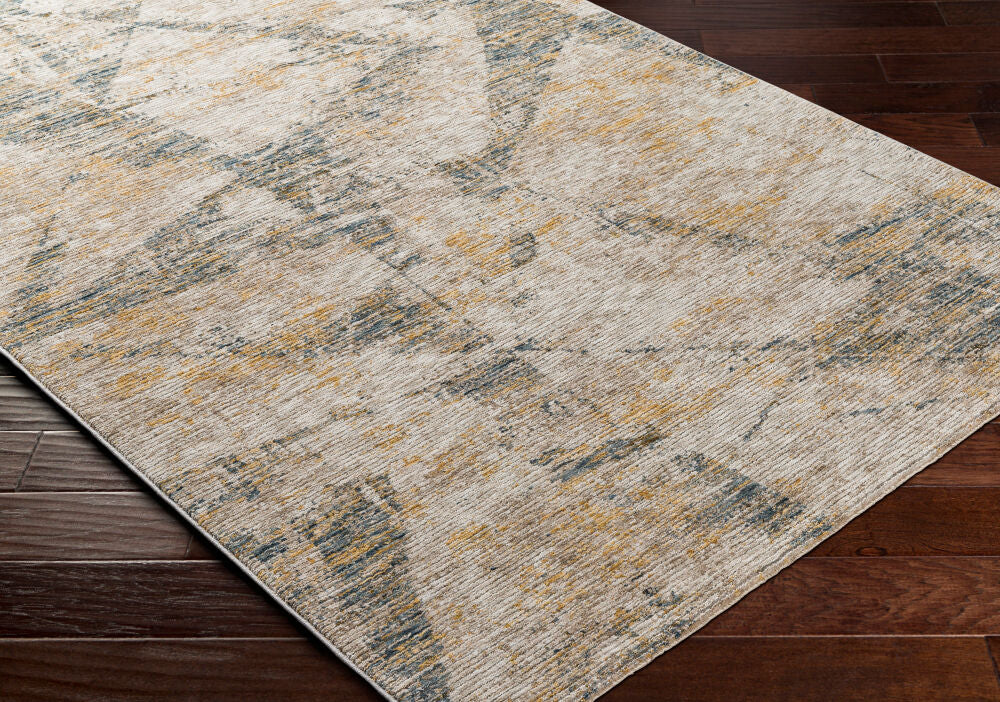 Naila Dark Blue/Tan Machine Woven Rug IAL-2314 - corner