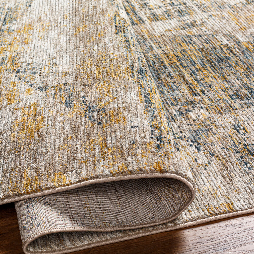 Naila Dark Blue/Tan Machine Woven Rug IAL-2314 - fold