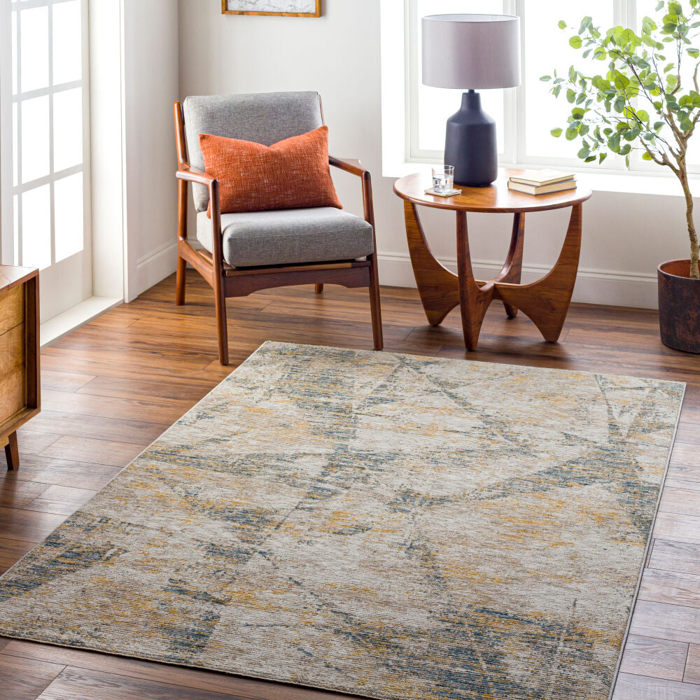 Naila Dark Blue/Tan Machine Woven Rug IAL-2314 - roomscene