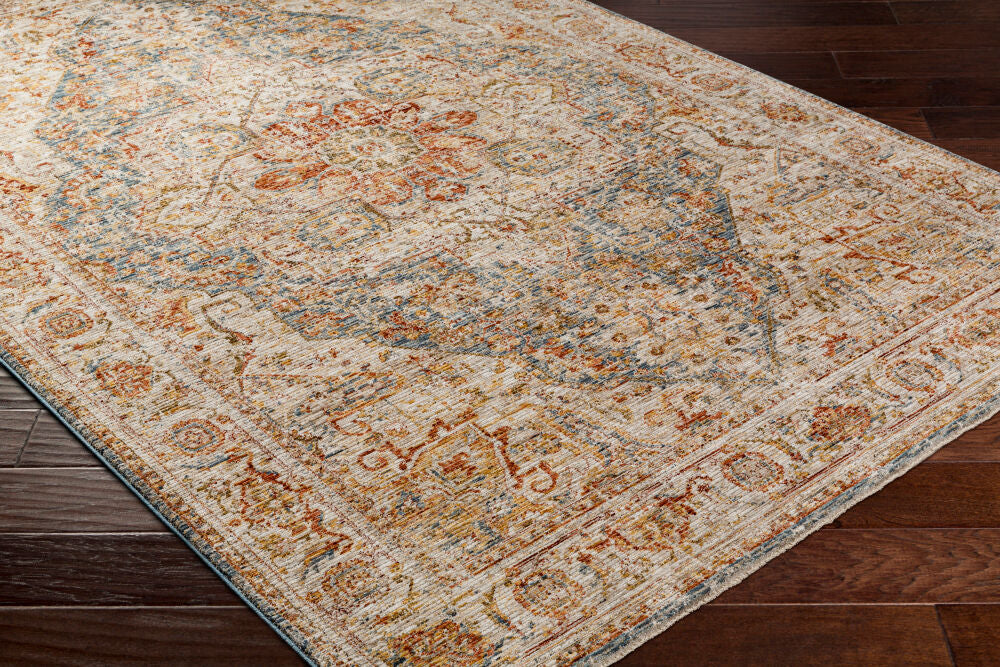 Naila Dark Blue/Tan Machine Woven Rug IAL-2317 - corner