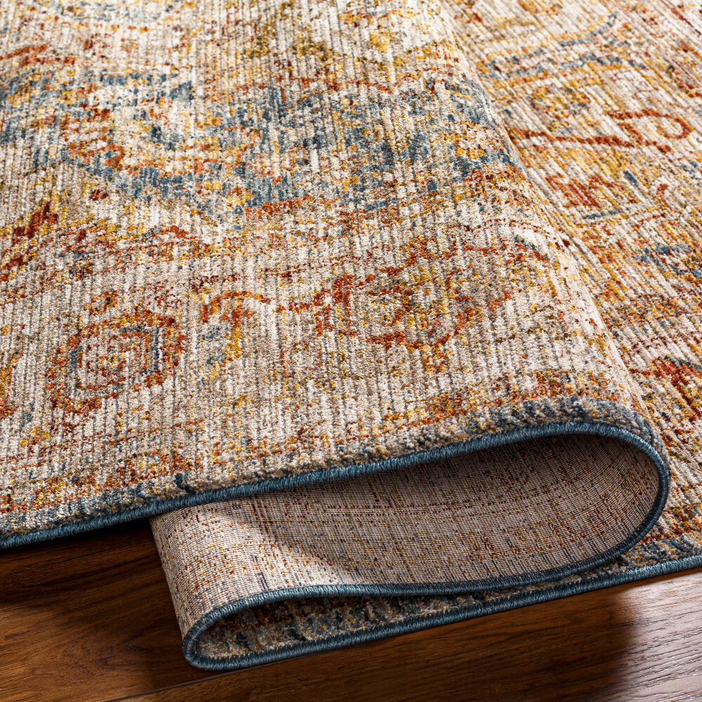 Naila Dark Blue/Tan Machine Woven Rug IAL-2317 - fold