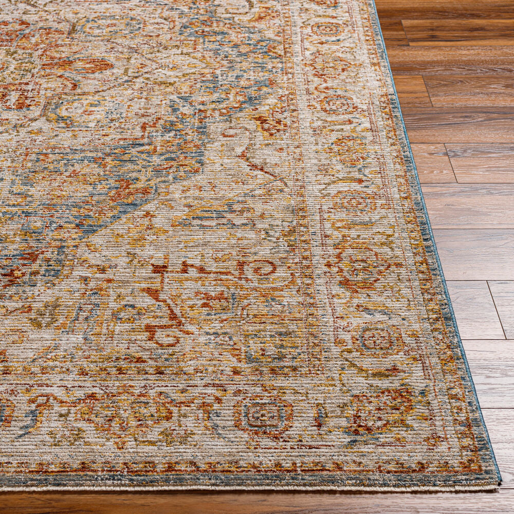 Naila Dark Blue/Tan Machine Woven Rug IAL-2317 - front