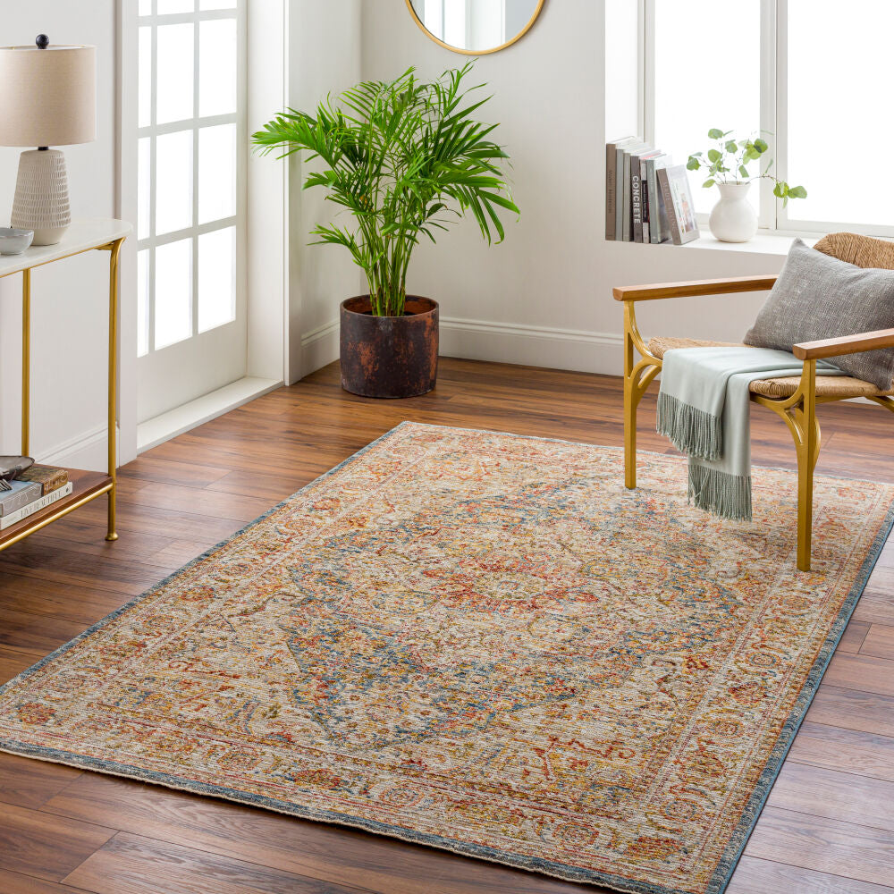 Naila Dark Blue/Tan Machine Woven Rug IAL-2317 - roomscene