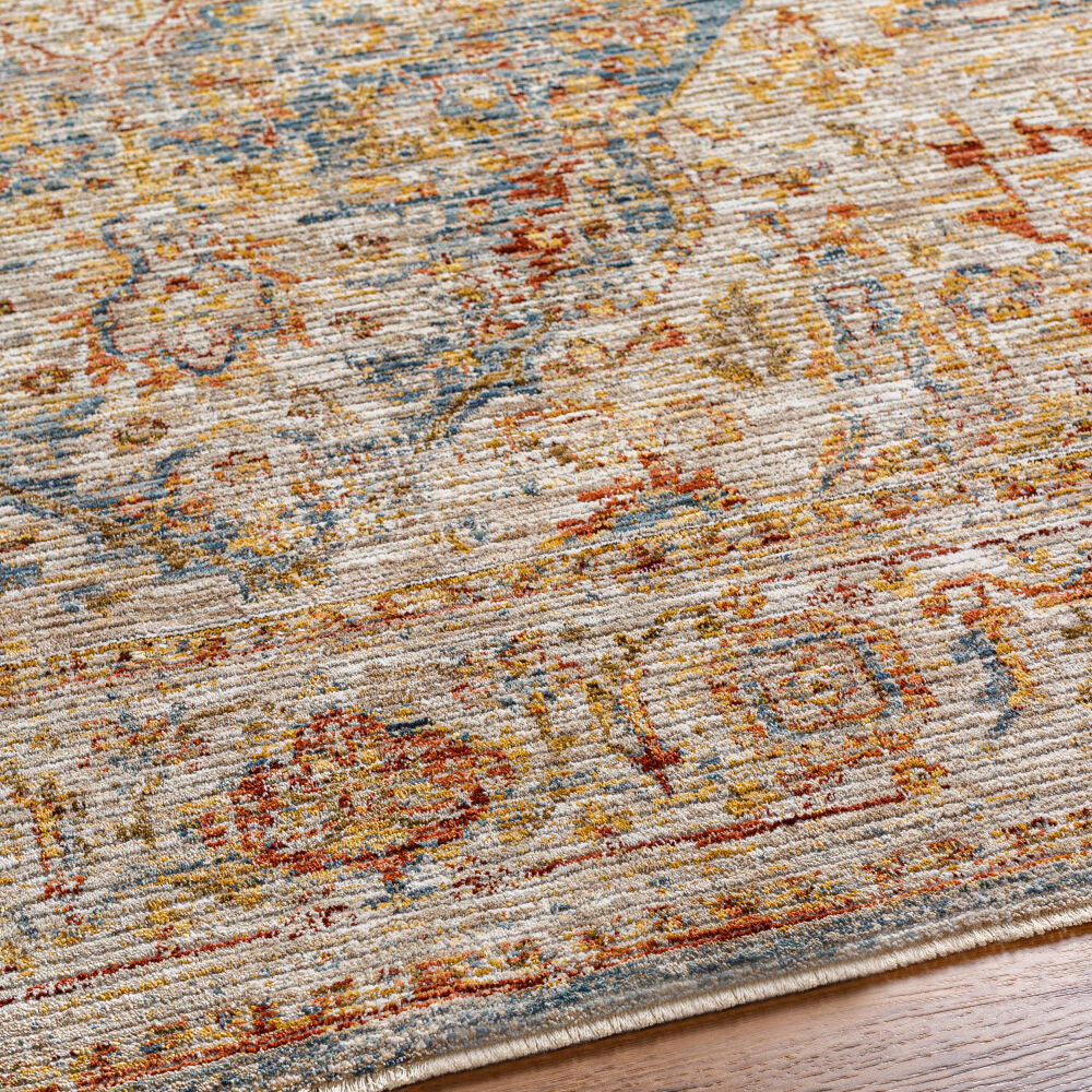 Naila Dark Blue/Tan Machine Woven Rug IAL-2317 - texture