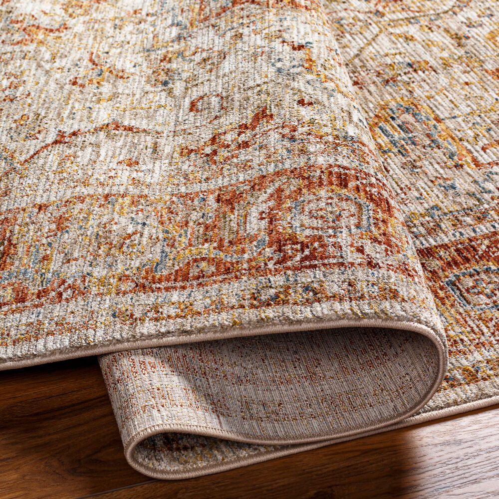 Naila Burgandy/Tan Machine Woven Rug IAL-2318 - fold