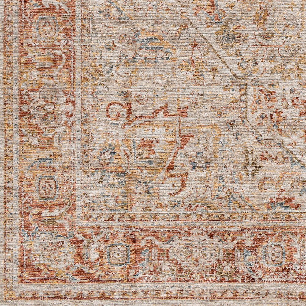 Naila Burgandy/Tan Machine Woven Rug IAL-2318 - swatch
