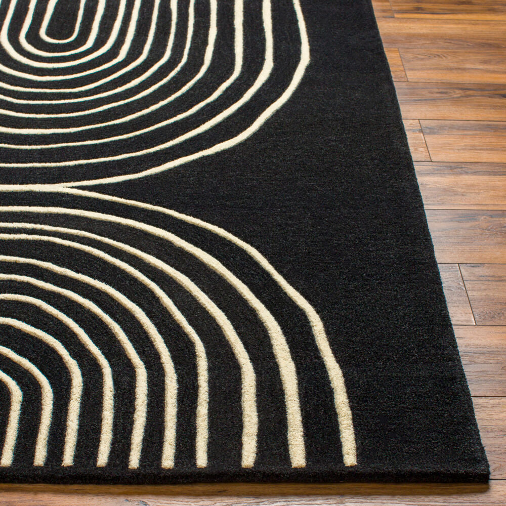 Isabel Beige/Black Handmade Rug - front