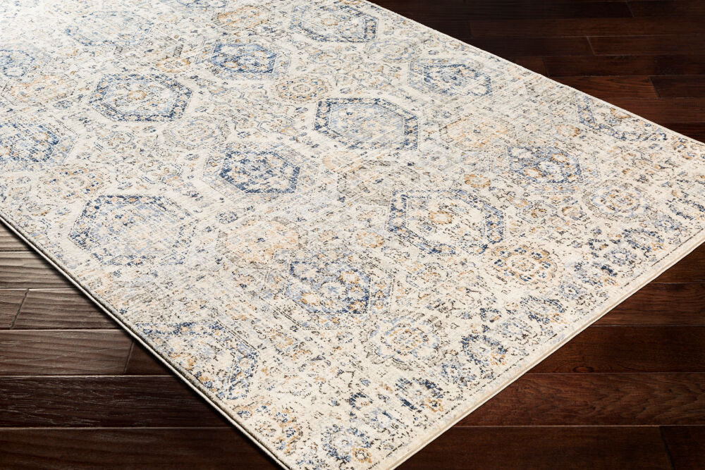 Indigo Beige/Off-White Machine Woven Rug IGO-2308 - corner