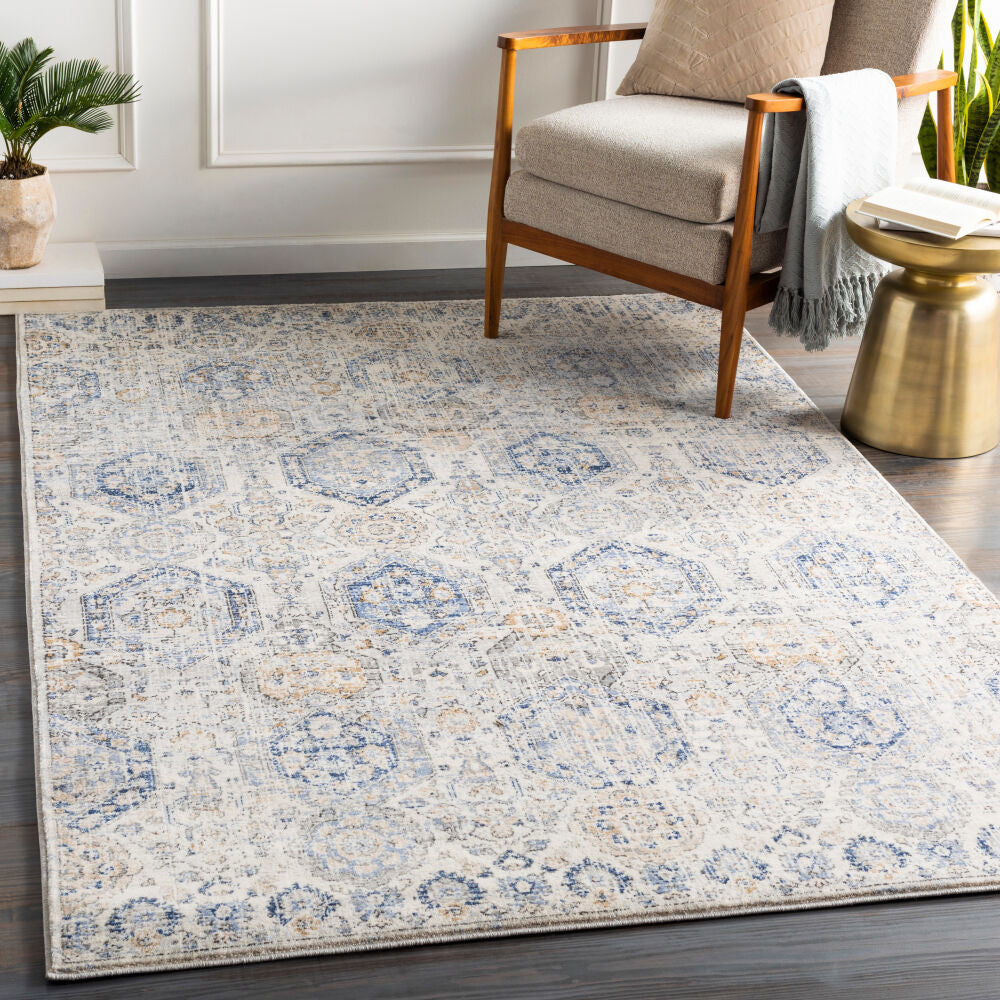 Indigo Beige/Off-White Machine Woven Rug IGO-2308 - roomscene