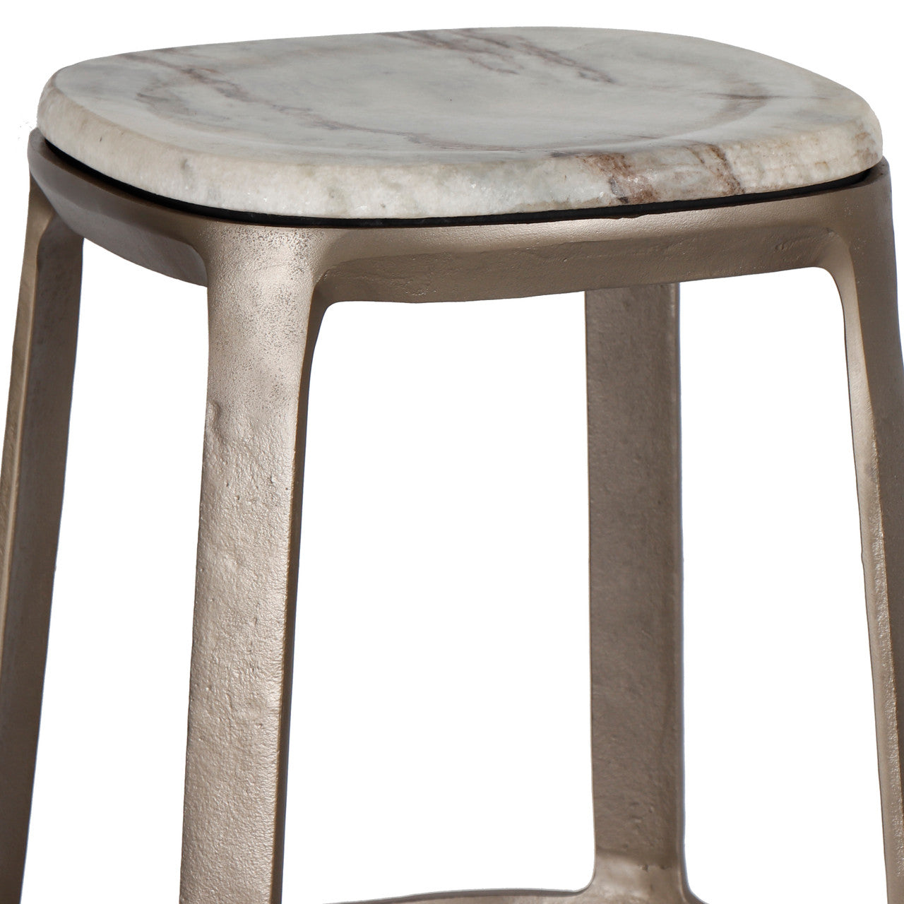 Marbelle - Alfie Marble Bar Stool - Toronto Sand/Antique Nickel Finish