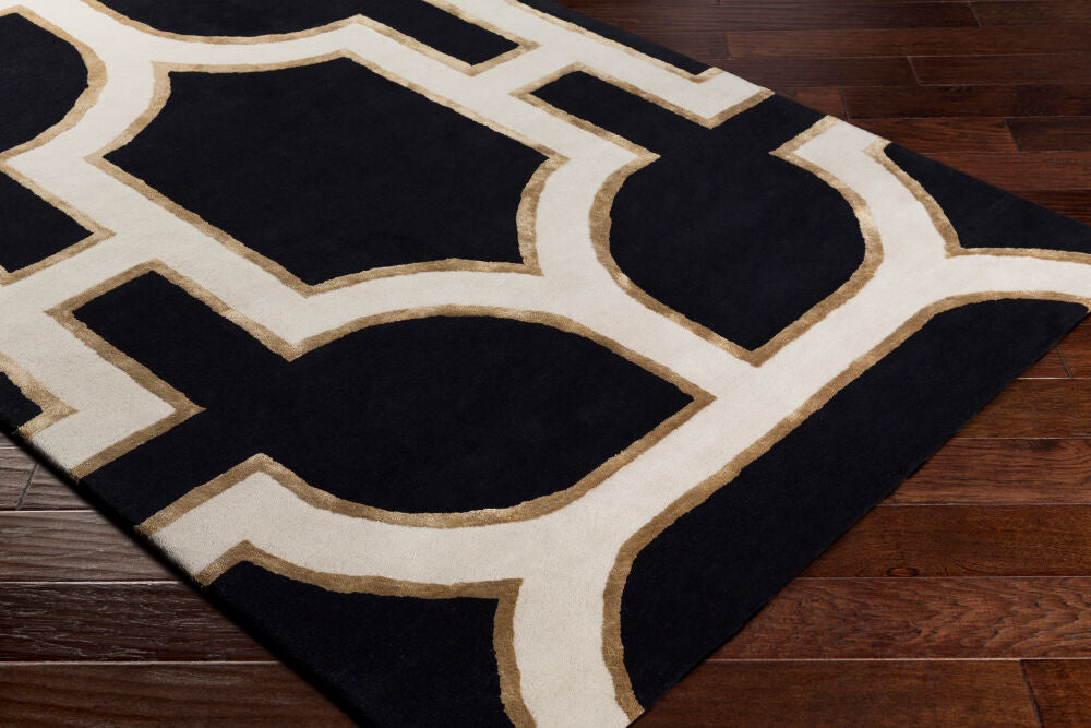 Intermezzo Black/Light Brown Handmade Rug - corner