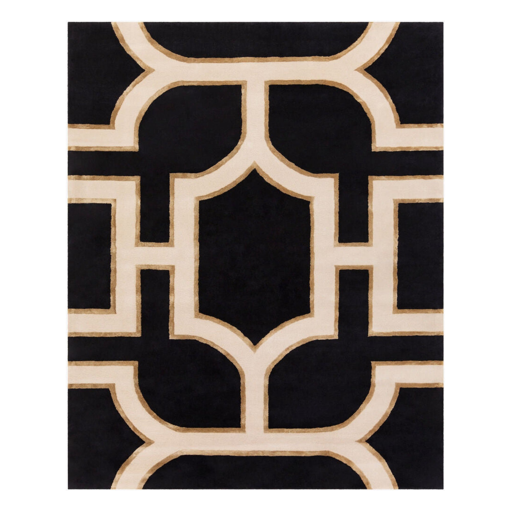 Intermezzo Black/Light Brown Handmade Rug - 2' x 3'