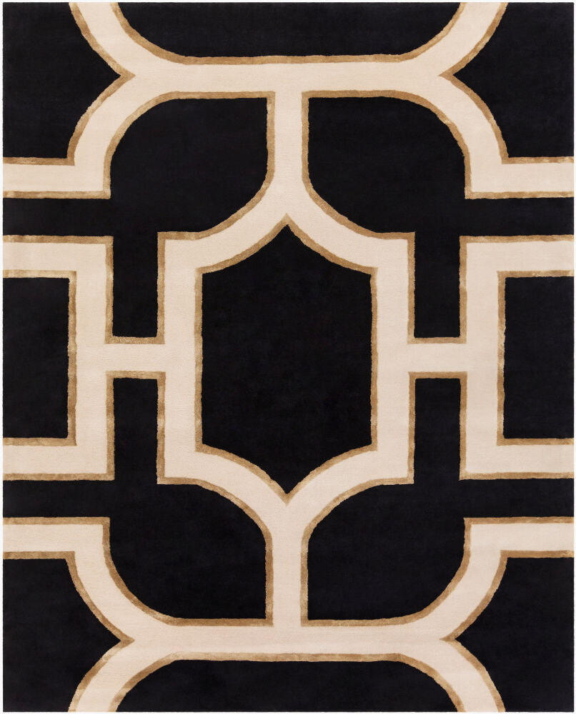Intermezzo Black/Light Brown Handmade Rug - 2' x 3'