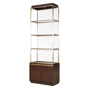 Gibson Upholstered Back Brushed Gold Bookcase Etagere