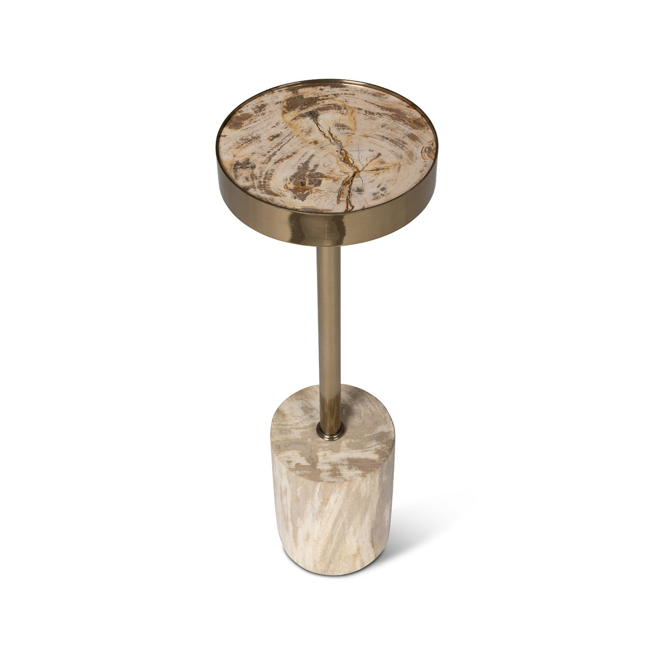 Relique - Tabitha Drink Table - Brass  Frame - Natural Light Top