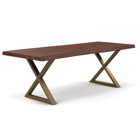 Brooks Dining Table X Base 40" x 116" Americano Top - Brass Base