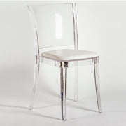 Cristalia Transparent Dining Chair With Ivory Leather Seat