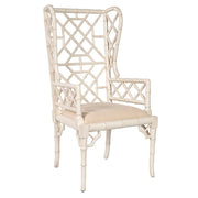 Chippendale Ivory Wingback Chair 27"